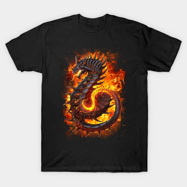 Fire Dragon Alt. Flames T-Shirt by chriskar